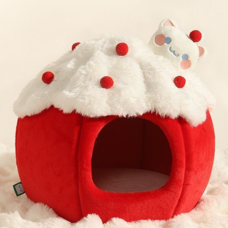 Contemporary Creative Cylindrical Cake-Shaped Velvet Sponge Cat Bed For Living Room