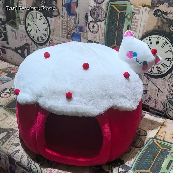 Contemporary Creative Cylindrical Cake-Shaped Velvet Sponge Cat Bed For Living Room