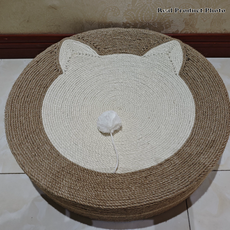 Modern Minimalist Cylindrical Round Sisal Foam Cat Scratching Post &amp; Scratching Board With Toy Ball For Living Room