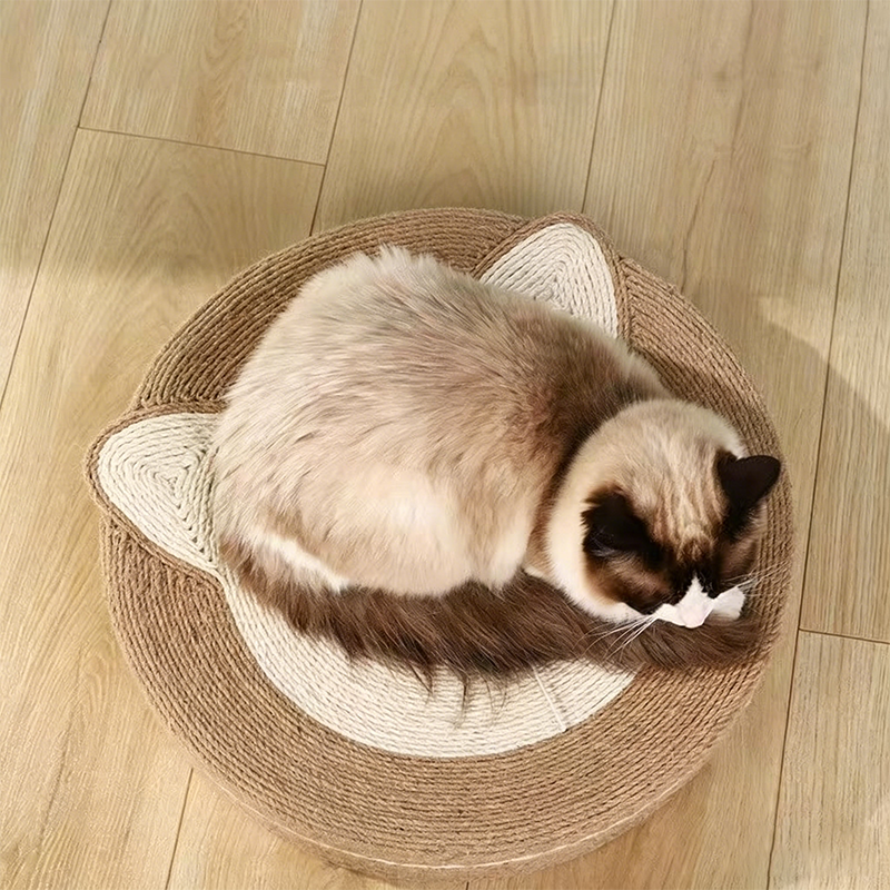 Modern Minimalist Cylindrical Round Sisal Foam Cat Scratching Post &amp; Scratching Board With Toy Ball For Living Room