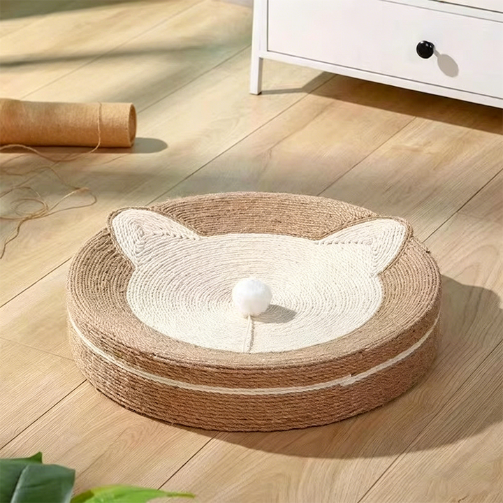 Modern Minimalist Cylindrical Round Sisal Foam Cat Scratching Post & Scratching Board With Toy Ball For Living Room