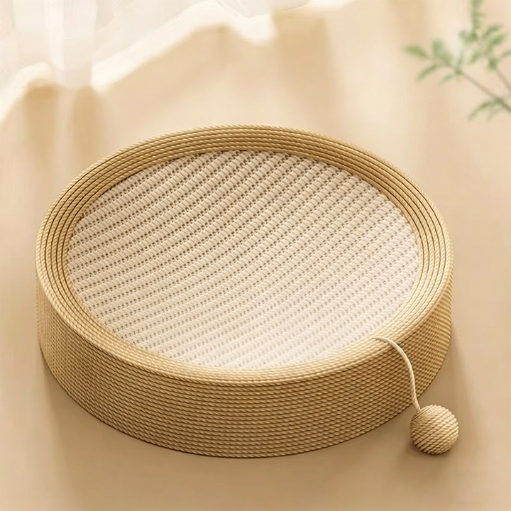 Modern Minimalist Cylindrical Round Sisal Foam Cat Scratching Post & Scratching Board With Toy Ball For Living Room