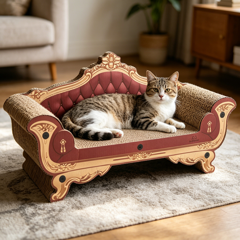 Modernes luxuriöses rechteckiges Katzenbett aus Wellpappe und MDF für das Wohnzimmer 