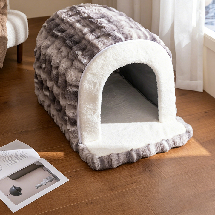 Modern Minimalist Cylindrical Velvet Latex Anti-Slip Dotted Fabric Cat Bed &amp; Dog Bed For Bedroom