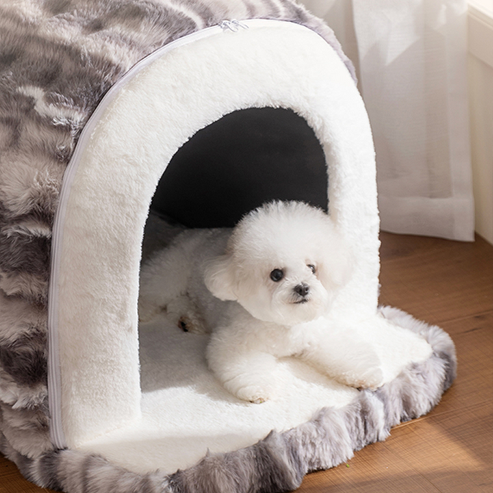 Modern Minimalist Cylindrical Velvet Latex Anti-Slip Dotted Fabric Cat Bed &amp; Dog Bed For Bedroom