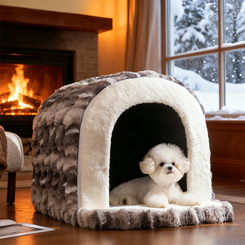 Modern Minimalist Cylindrical Velvet Latex Anti-Slip Dotted Fabric Cat Bed &amp; Dog Bed For Bedroom