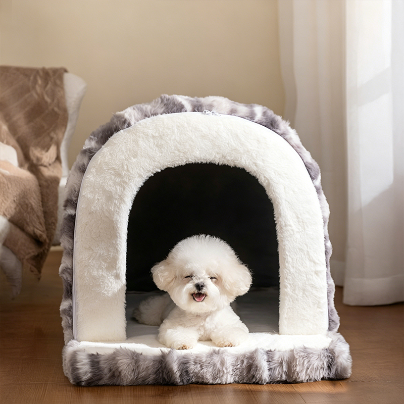 Modern Minimalist Cylindrical Velvet Latex Anti-Slip Dotted Fabric Cat Bed &amp; Dog Bed For Bedroom