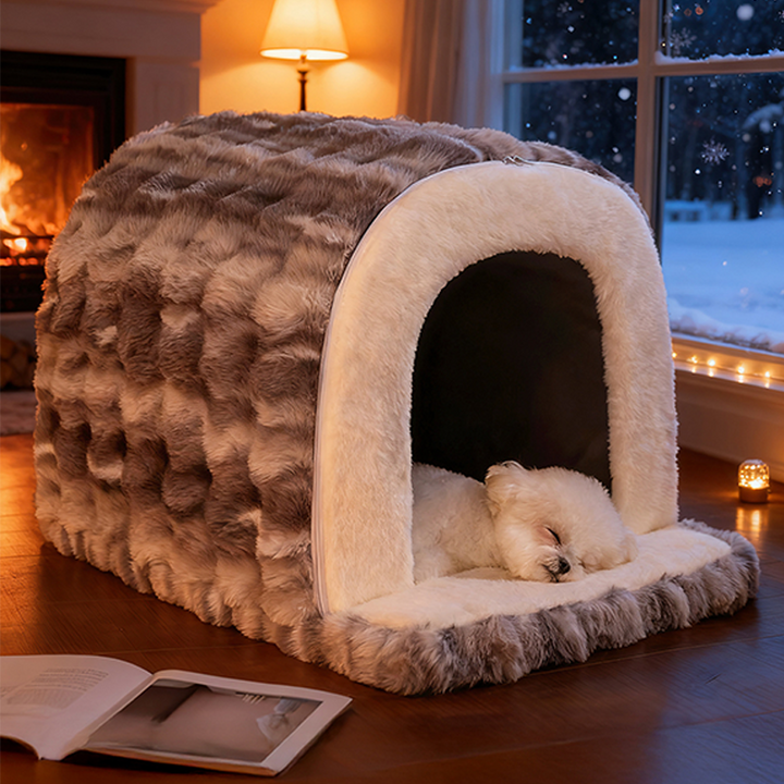 Modern Minimalist Cylindrical Velvet Latex Anti-Slip Dotted Fabric Cat Bed &amp; Dog Bed For Bedroom