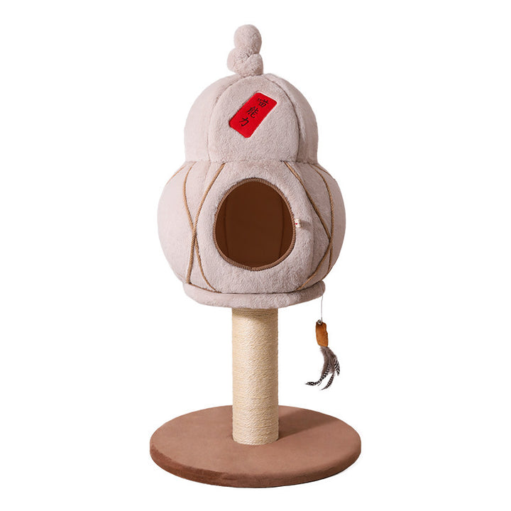 Contemporary Creative Cylindrical Gourd-Shaped Particleboard Sisal Velvet Cat Tree &amp; Condo 1 - Condo For Living Room