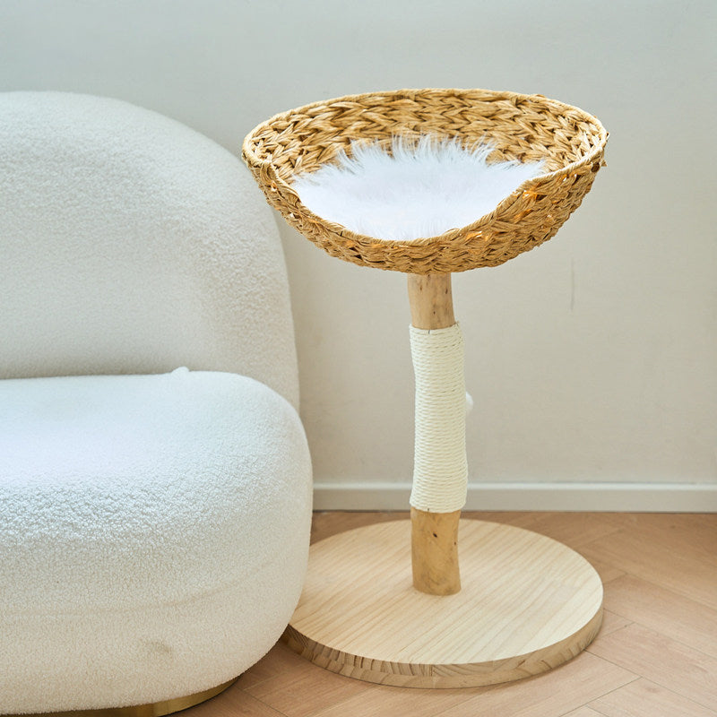 Contemporary Creative Cylindrical Bowl-Shaped Pine Camphor Tree Trunk Kraft Paper Rope PE Rattan Cat Tree &amp; Condo 1 - Condo For Living Room