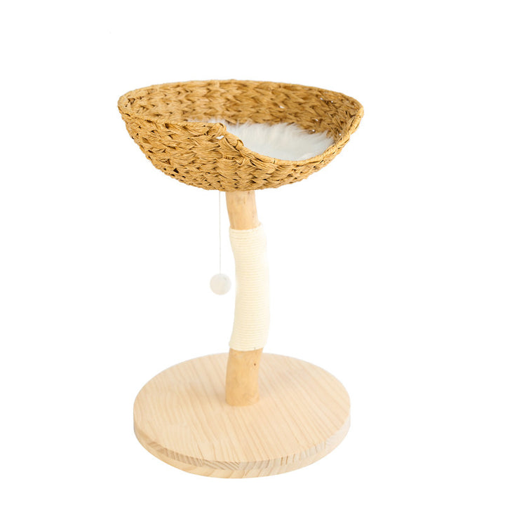Contemporary Creative Cylindrical Bowl-Shaped Pine Camphor Tree Trunk Kraft Paper Rope PE Rattan Cat Tree &amp; Condo 1 - Condo For Living Room