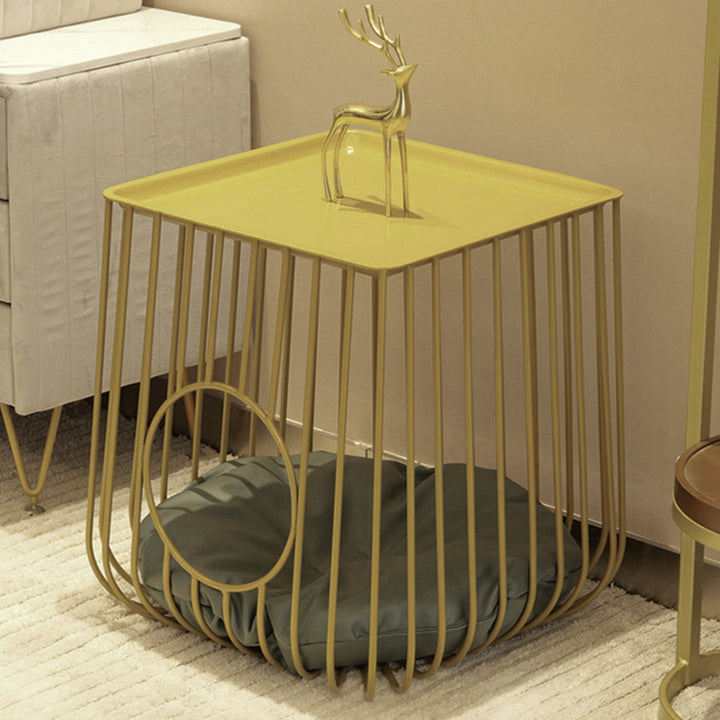 Modern Minimalist Cylindrical Rectangular Hollow Design Iron Tech Fabric Cat Bed For Bedroom