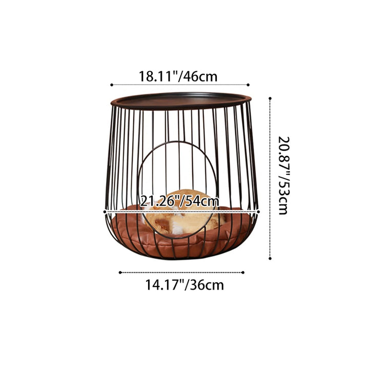 Modern Minimalist Cylindrical Rectangular Hollow Design Iron Tech Fabric Cat Bed For Bedroom