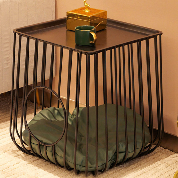Modern Minimalist Cylindrical Rectangular Hollow Design Iron Tech Fabric Cat Bed For Bedroom