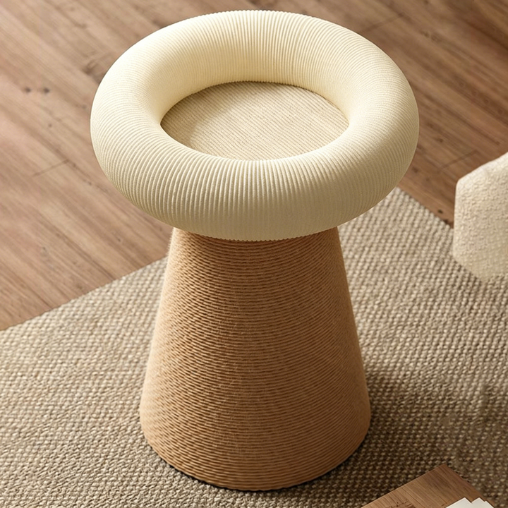 Contemporary Nordic Cone-Shaped Cylindrical Round Corduroy Hemp Rope Plywood Cat Tree &amp; Condo 1 - Condo For Living Room