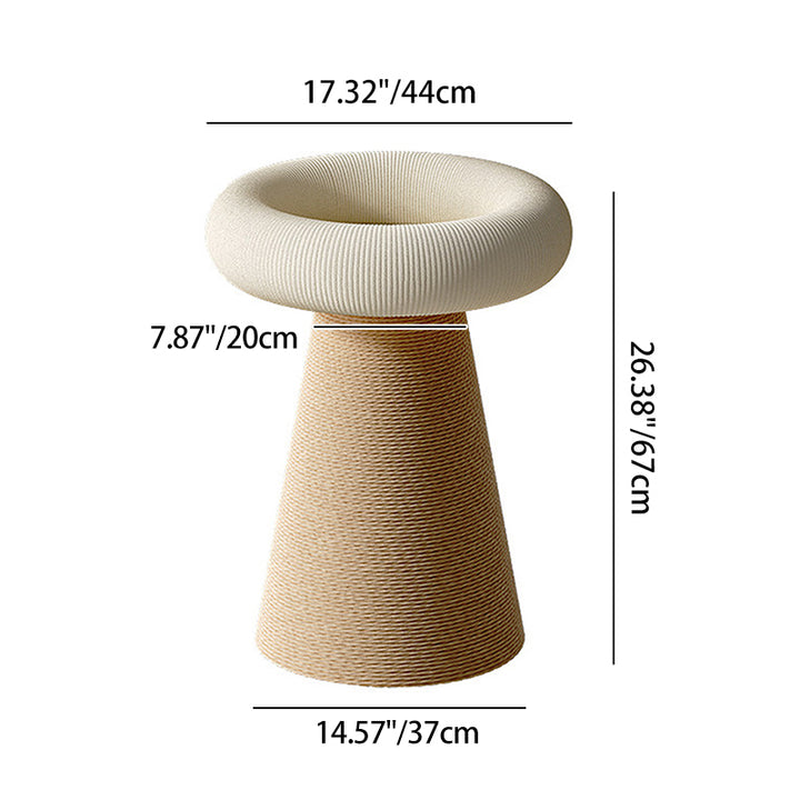 Contemporary Nordic Cone-Shaped Cylindrical Round Corduroy Hemp Rope Plywood Cat Tree &amp; Condo 1 - Condo For Living Room
