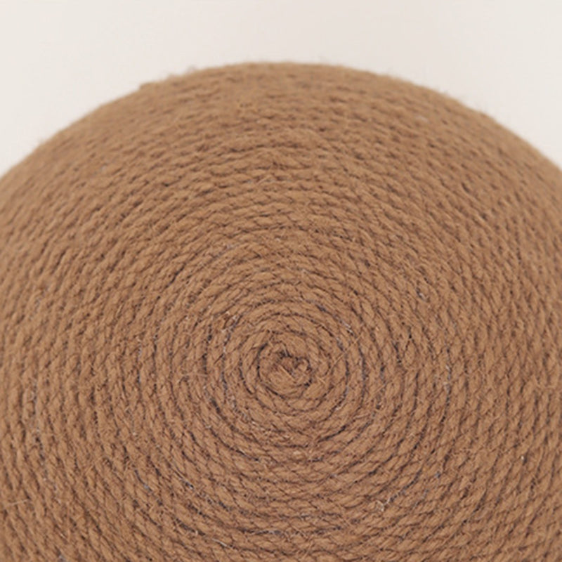 Moderner kreativer zylindrisch-kugelförmiger Katzenkratzbaum aus Hanfseil, Samt, Stahl und MDF mit Spielball für das Wohnzimmer 
