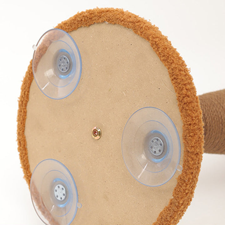 Moderner kreativer zylindrisch-kugelförmiger Katzenkratzbaum aus Hanfseil, Samt, Stahl und MDF mit Spielball für das Wohnzimmer 