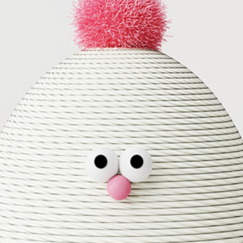 Contemporary Creative Cylindrical Chicken-Shaped Hemp Rope Medium Density Fiberboard Rotating Cat Scratching Post With Toy Ball For Living Room