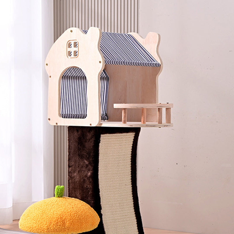 Contemporary Creative Cylindrical Mushroom-Shaped Sisal Fabric Velvet Medium Density Fiberboard Cat Tree &amp; Condo 1-Scratching Post 1-Condo For Living Room