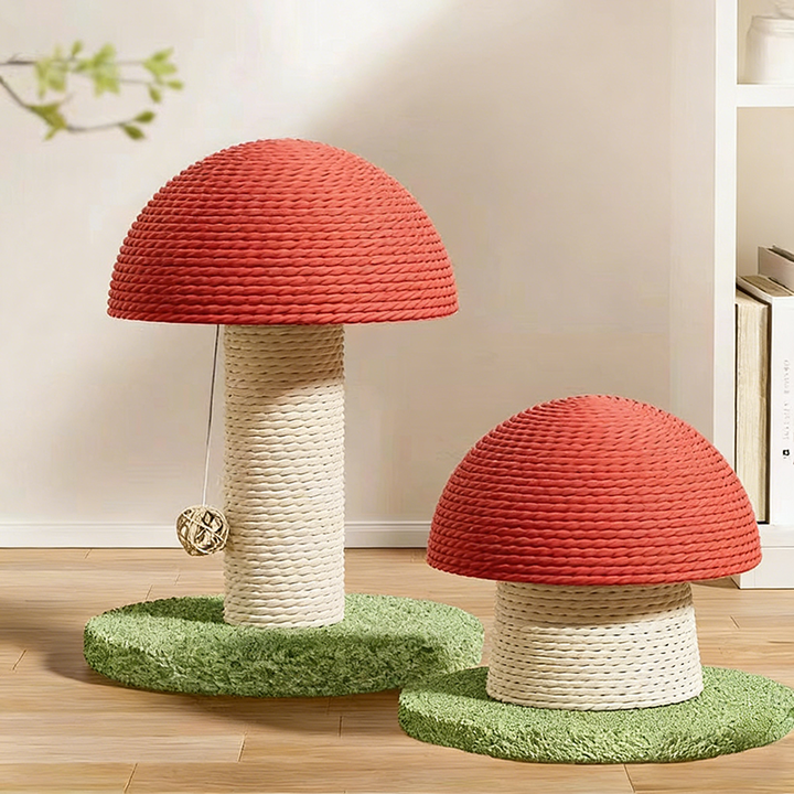 Contemporary Creative Mushroom-Shaped Sisal Medium Density Fiberboard Foam Cat Scratching Post For Living Room