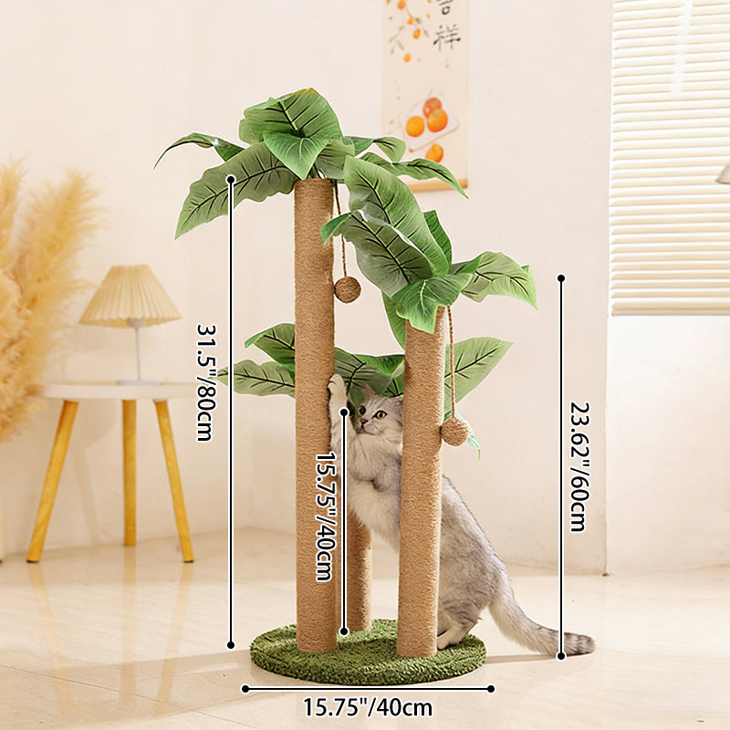 Rascador para gatos contemporáneo y creativo con forma de árbol, de cuerda de yute, plástico, felpa tipo teddy, tablero de fibra de densidad media y tubo de papel, con pelota de juguete, para sala de estar 