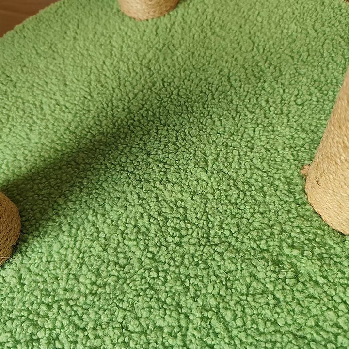 Rascador para gatos contemporáneo y creativo con forma de árbol, de cuerda de yute, plástico, felpa tipo teddy, tablero de fibra de densidad media y tubo de papel, con pelota de juguete, para sala de estar 