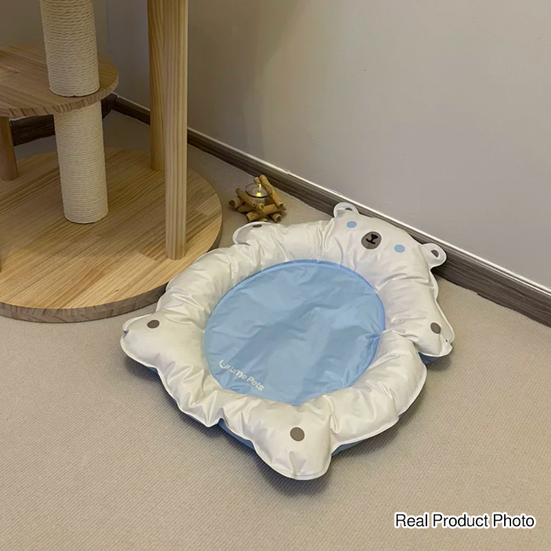 Contemporary Creative Oval-Shaped Polar Bear-Design Plastic Gel Cooling Cat Bed For Bedroom