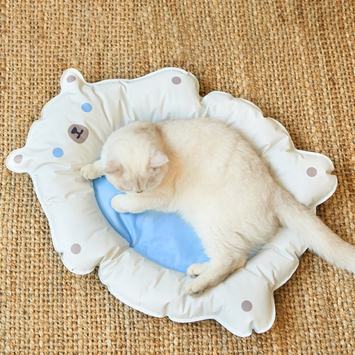 Contemporary Creative Oval-Shaped Polar Bear-Design Plastic Gel Cooling Cat Bed For Bedroom