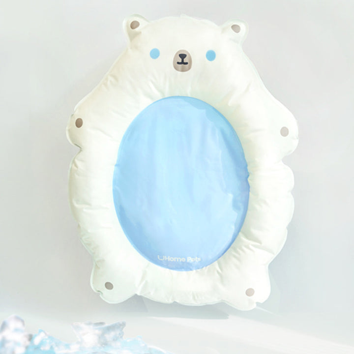 Contemporary Creative Oval-Shaped Polar Bear-Design Plastic Gel Cooling Cat Bed For Bedroom