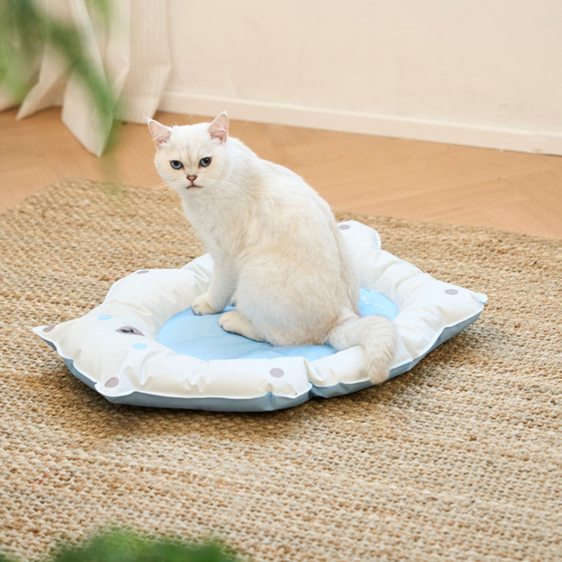 Contemporary Creative Oval-Shaped Polar Bear-Design Plastic Gel Cooling Cat Bed For Bedroom