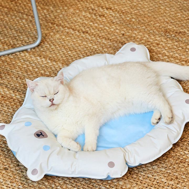 Contemporary Creative Oval-Shaped Polar Bear-Design Plastic Gel Cooling Cat Bed For Bedroom