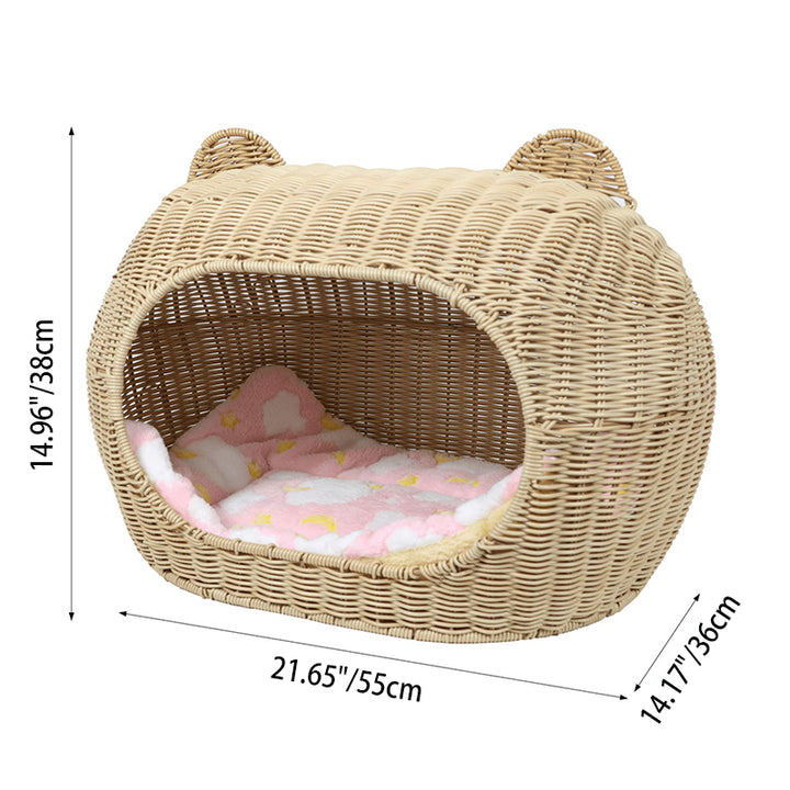 Lit pour chat ovale avec oreilles de chat en acier au carbone PE créatif contemporain pour salon et chambre 