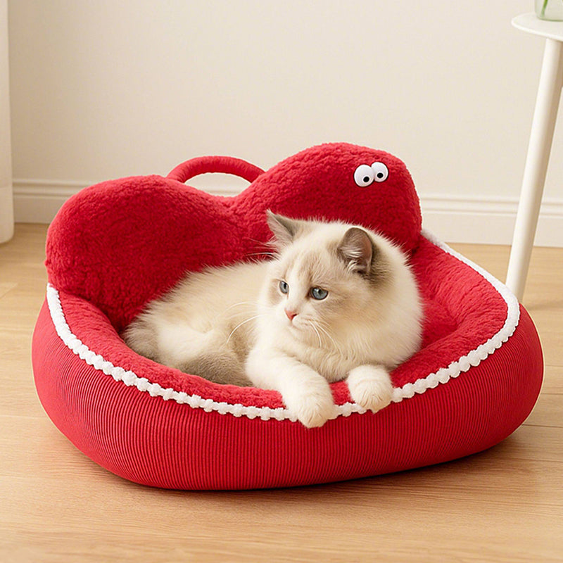 Cama ovalada de gato de pana contemporánea de poliéster y PVC para sala de estar y dormitorio 