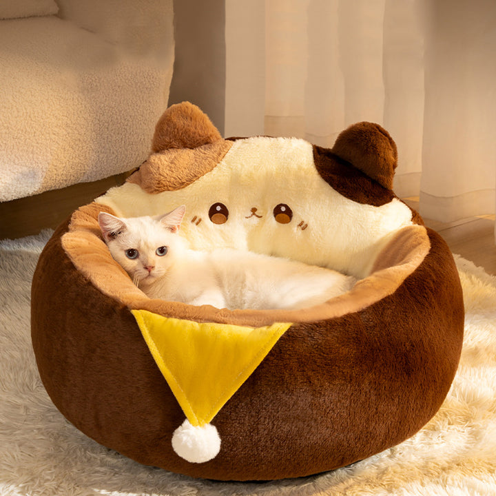 Lit rond contemporain pour chat en polyester et PVC, pour salon et chambre 