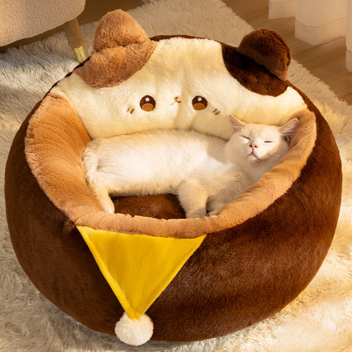 Lit rond contemporain pour chat en polyester et PVC, pour salon et chambre 