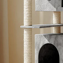Modern Minimalist MDF Velvet Sisal Square Cat Tree &amp; Condo 3-Condo For Living Room