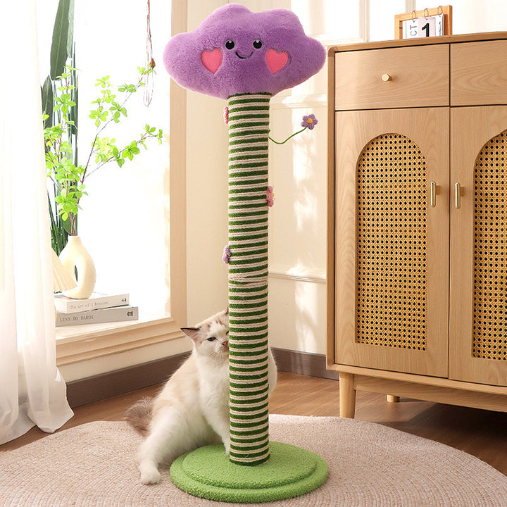 Zeitgenössischer kreativer Samt-Teddy-Fleece-komprimierter Holzplatten-Sisal-Rund-Katzenkratzbaum in Wolkenform für das Wohnzimmer 