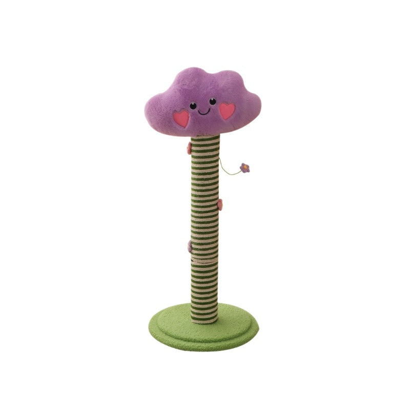 Zeitgenössischer kreativer Samt-Teddy-Fleece-komprimierter Holzplatten-Sisal-Rund-Katzenkratzbaum in Wolkenform für das Wohnzimmer 