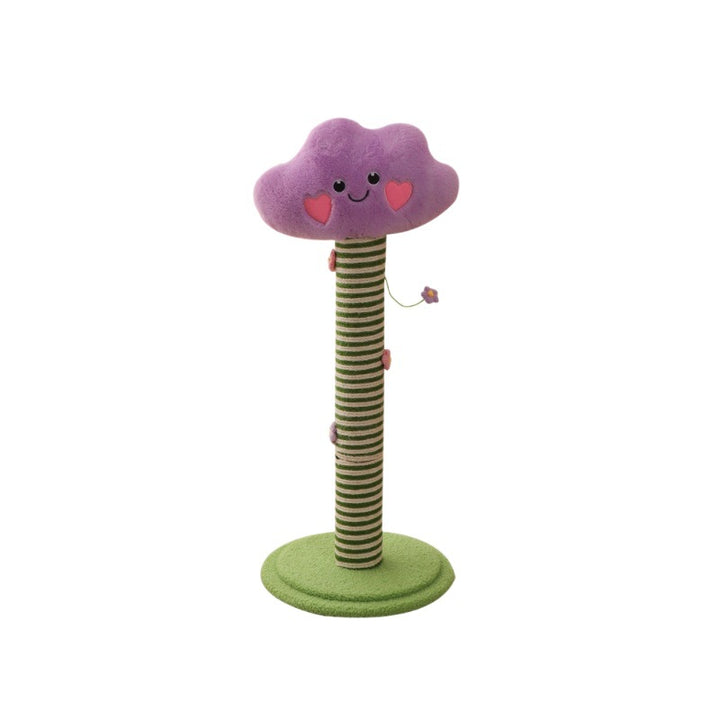 Zeitgenössischer kreativer Samt-Teddy-Fleece-komprimierter Holzplatten-Sisal-Rund-Katzenkratzbaum in Wolkenform für das Wohnzimmer 
