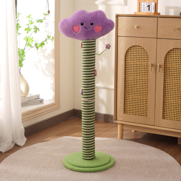 Zeitgenössischer kreativer Samt-Teddy-Fleece-komprimierter Holzplatten-Sisal-Rund-Katzenkratzbaum in Wolkenform für das Wohnzimmer 