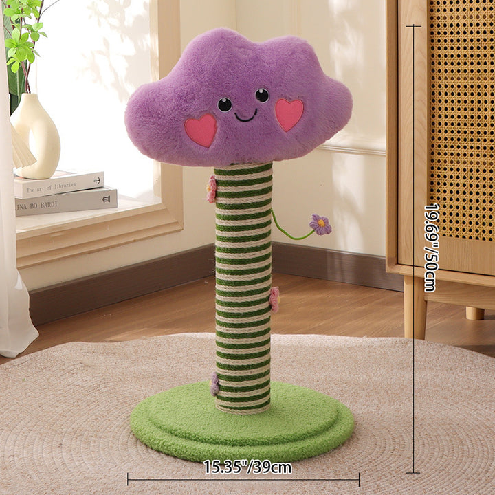 Zeitgenössischer kreativer Samt-Teddy-Fleece-komprimierter Holzplatten-Sisal-Rund-Katzenkratzbaum in Wolkenform für das Wohnzimmer 
