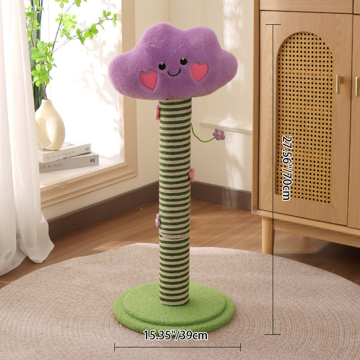 Zeitgenössischer kreativer Samt-Teddy-Fleece-komprimierter Holzplatten-Sisal-Rund-Katzenkratzbaum in Wolkenform für das Wohnzimmer 
