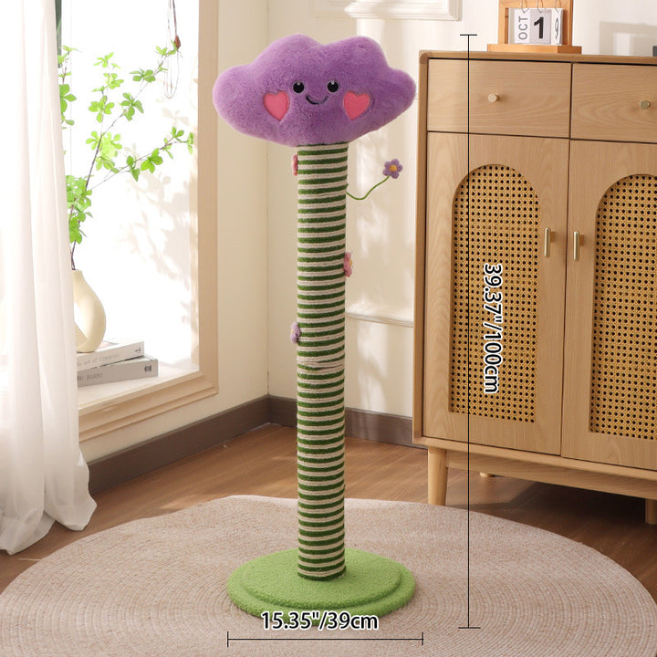 Zeitgenössischer kreativer Samt-Teddy-Fleece-komprimierter Holzplatten-Sisal-Rund-Katzenkratzbaum in Wolkenform für das Wohnzimmer 