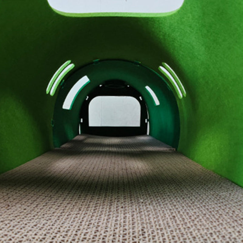 Contemporary Creative Non-woven Fabric Corrugated Paper Arched Rectangular Removable Cat Bed Green Train Tunnel &amp; Scratching Board For Living Room &amp; Bedroom