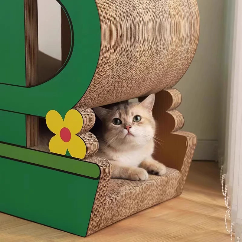 Moderne kreative, hochdichte, rechteckige Katzenkratzbretter aus Wellpappe in Kaktusform mit 3 Kratzbrettern für das Wohnzimmer 