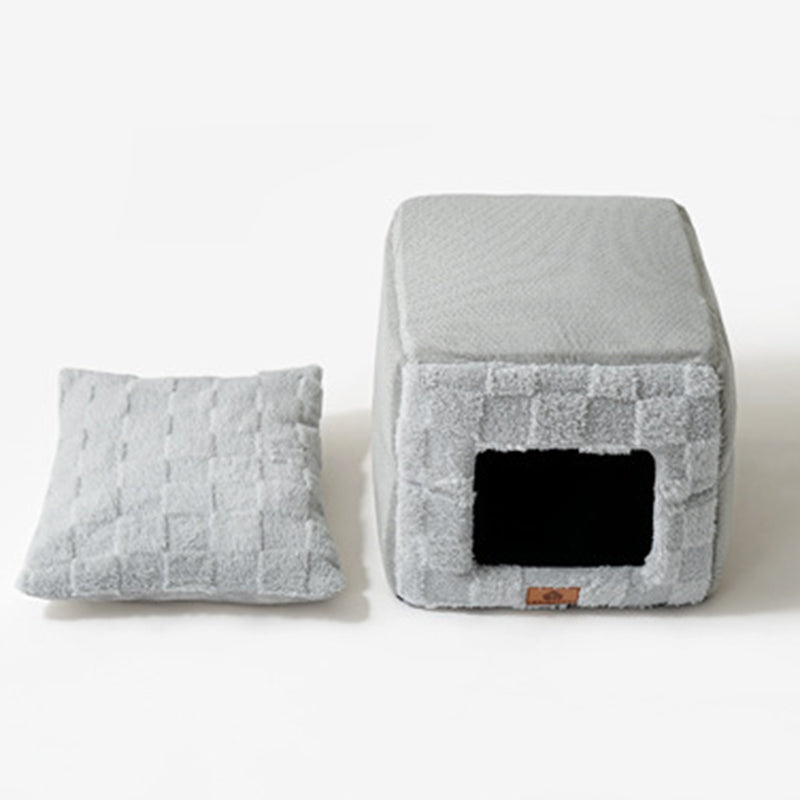 Cama cuadrada plegable de felpa de algodón minimalista moderna para gato para sala de estar y dormitorio 