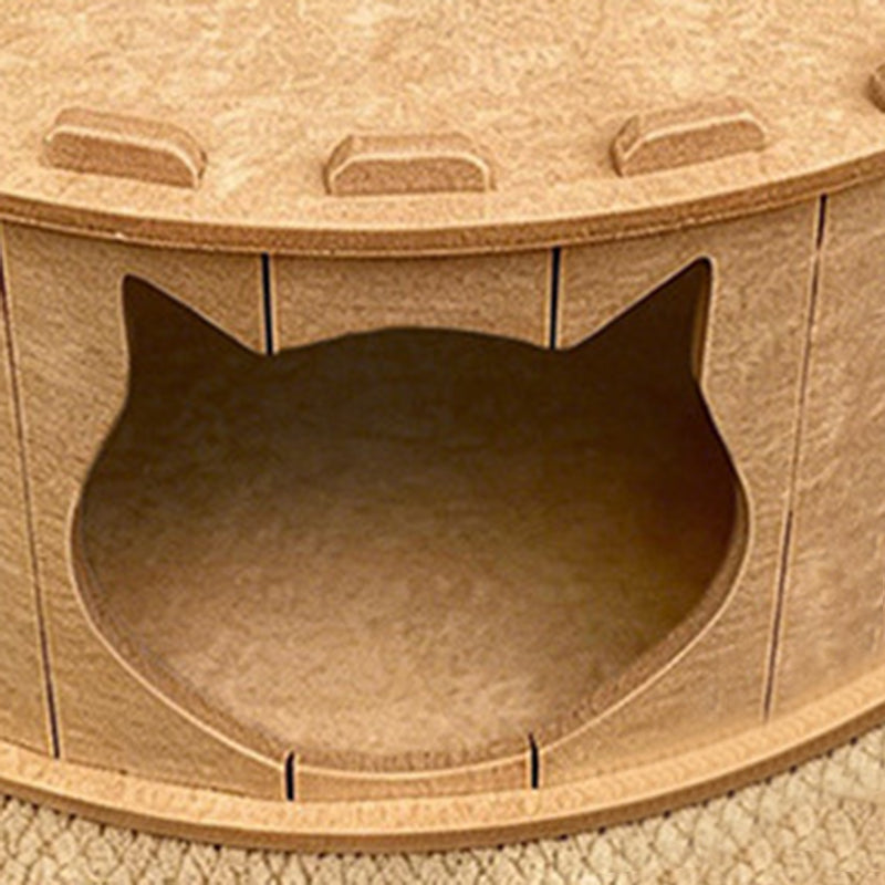 Contemporary Creative Felt Round Cat Bed With Tunnel Design For Living Room &amp; Bedroom