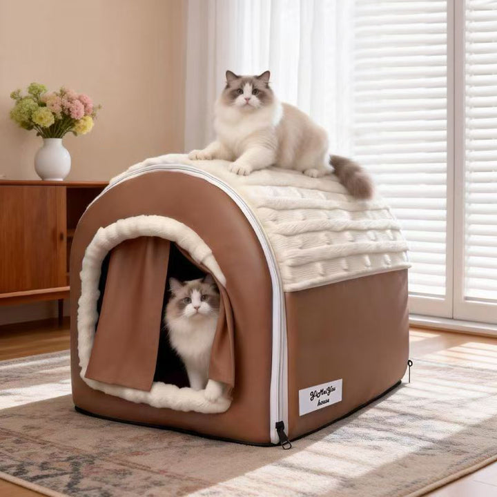 سرير قطط مستطيل مقوس من المخمل والجلد الصناعي بتصميم عصري بسيط لغرفة المعيشة وغرفة النوم 