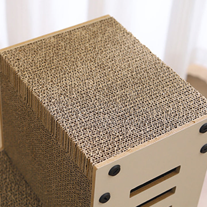 Modern Minimalist MDF Corrugated Paper Rectangular Cat Bed Stair Design Multi-Functional Cat Scratching Board For Living Room &amp; Bedroom